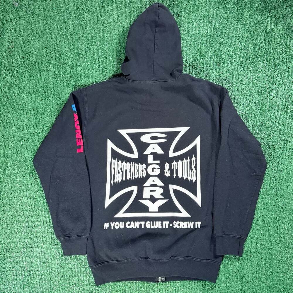 Choppers Style Gildan Calgary Fasteners & Tools Hoodie Size Small Black